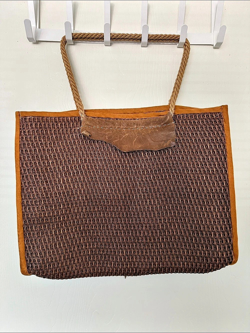 Geometric Brown & Multicolor Tote - Picture 2 of 4